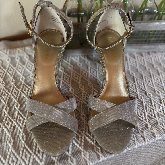 Kelly & Katie Gold/ Silver Shiny “KK Chris” Ankle Strap Heels. Size 7 - Picture 1 of 10